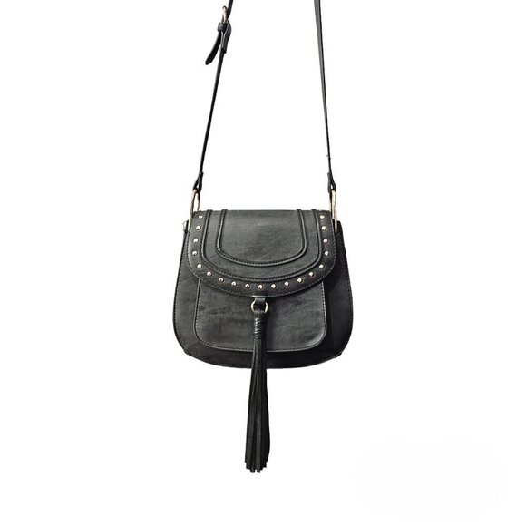 Franco Sarto Rex Tassel Saddle Gray Boho Crossbody Bag - Picture 3 of 15